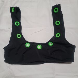 NoBo M 7-9 Black Rave Bralette with Green Eyelets